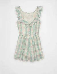AE Flutter-Sleeve Tie-Front Romper