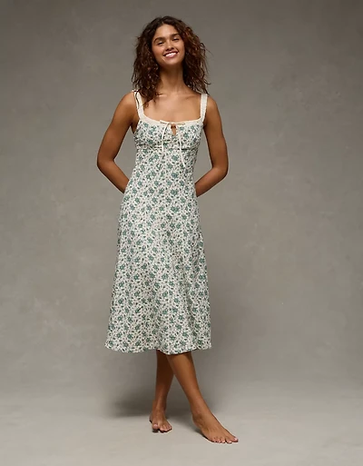 AE Sweetheart Tie-Front Midi Dress