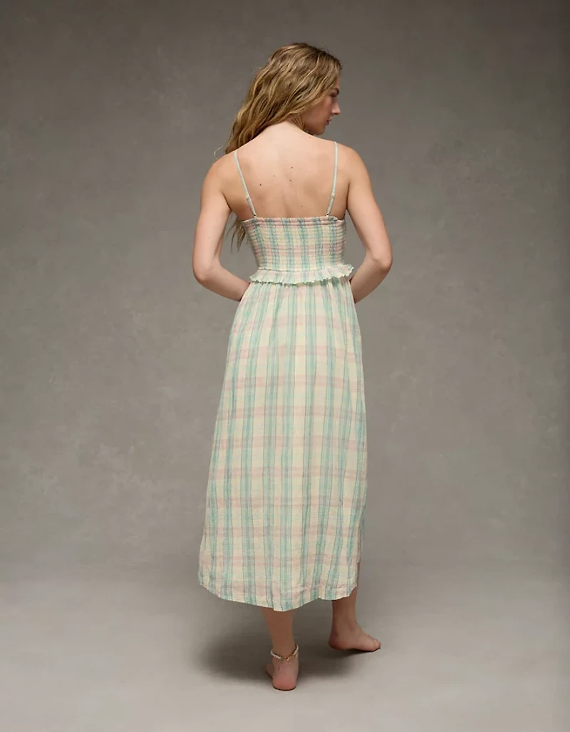 AE Smocked Strapless Midi Dress