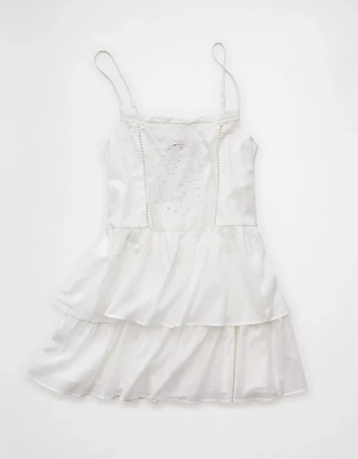 AE Lace-Embroidered Tiered Mini Dress