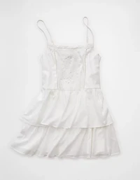 AE Lace-Embroidered Tiered Mini Dress