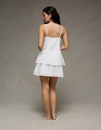 AE Babydoll Lace-Embroidered Tiered Mini Dress