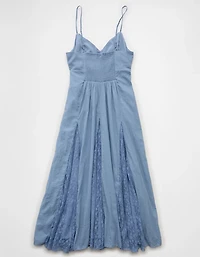 AE V-Neck Pleated Lace Midi Dress