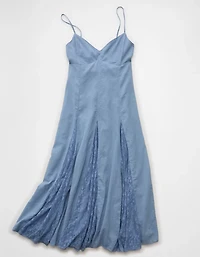 AE V-Neck Pleated Lace Midi Dress