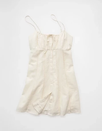 AE Button-Up Lace Insert Mini Dress