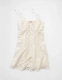 AE Button-Up Lace Insert Mini Dress