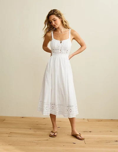 AE Catie Corset Embroidered Midi Dress