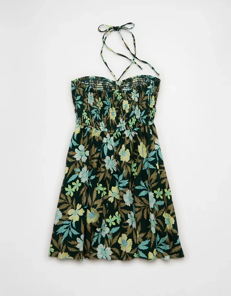 AE Smocked Keyhole Halter Mini Dress