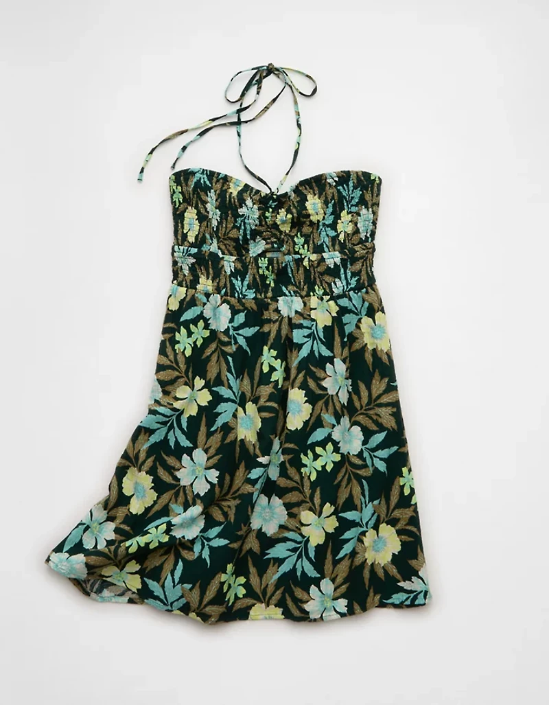 AE Smocked Keyhole Halter Mini Dress