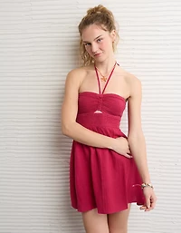 AE Smocked Keyhole Halter Mini Dress