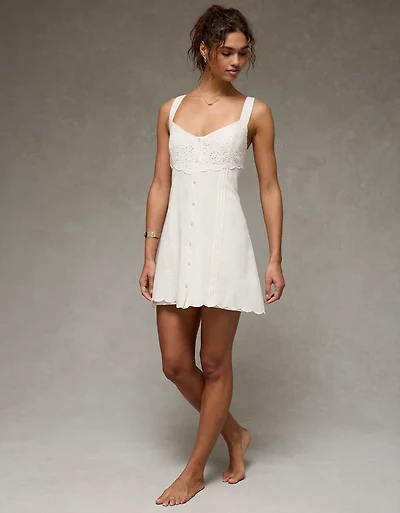 AE Button-Front Mini Dress