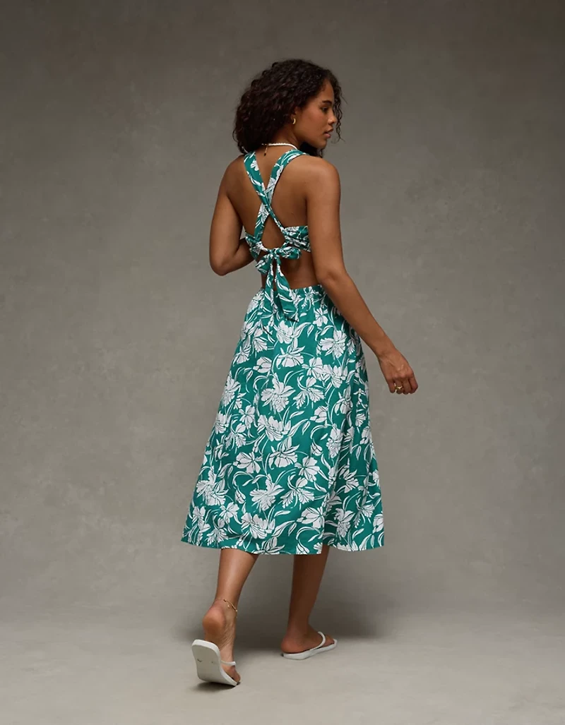 AE V-Neck Cut-Out Midi Dress