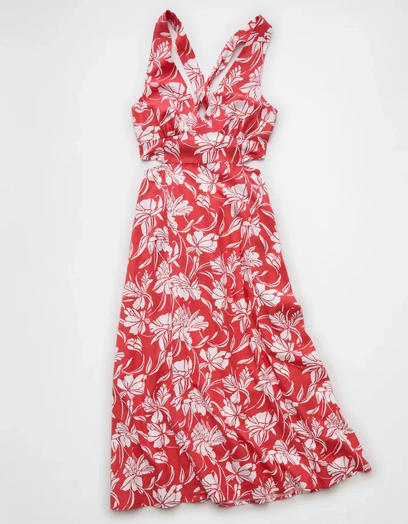 AE V-Neck Cut-Out Midi Dress