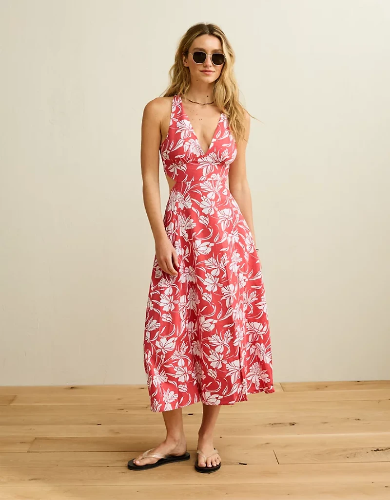 AE V-Neck Cut-Out Midi Dress