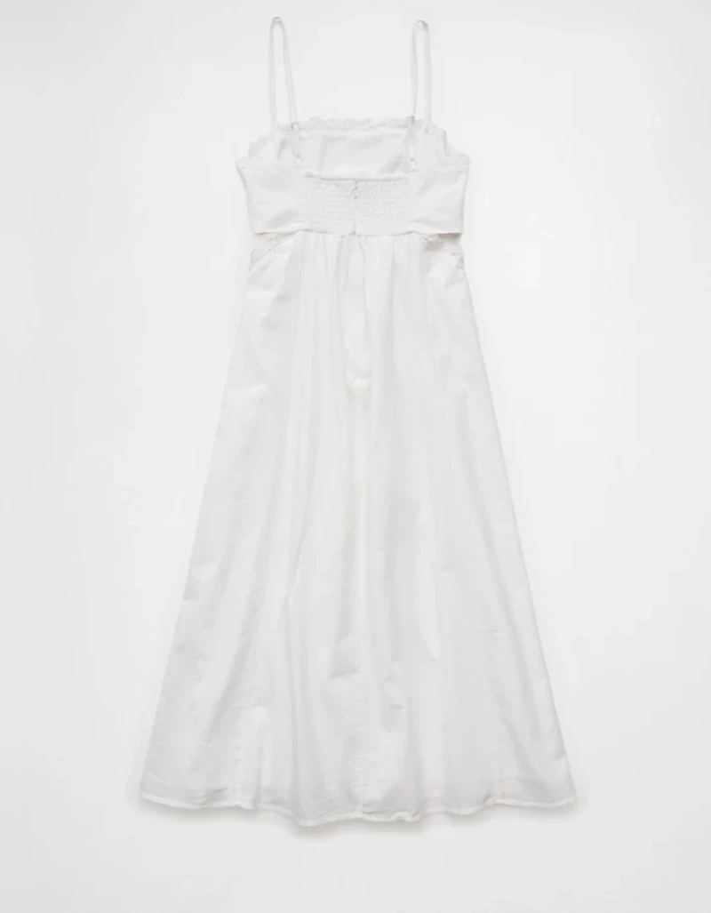Robe mi-longue ajourée à encolure carrée AE