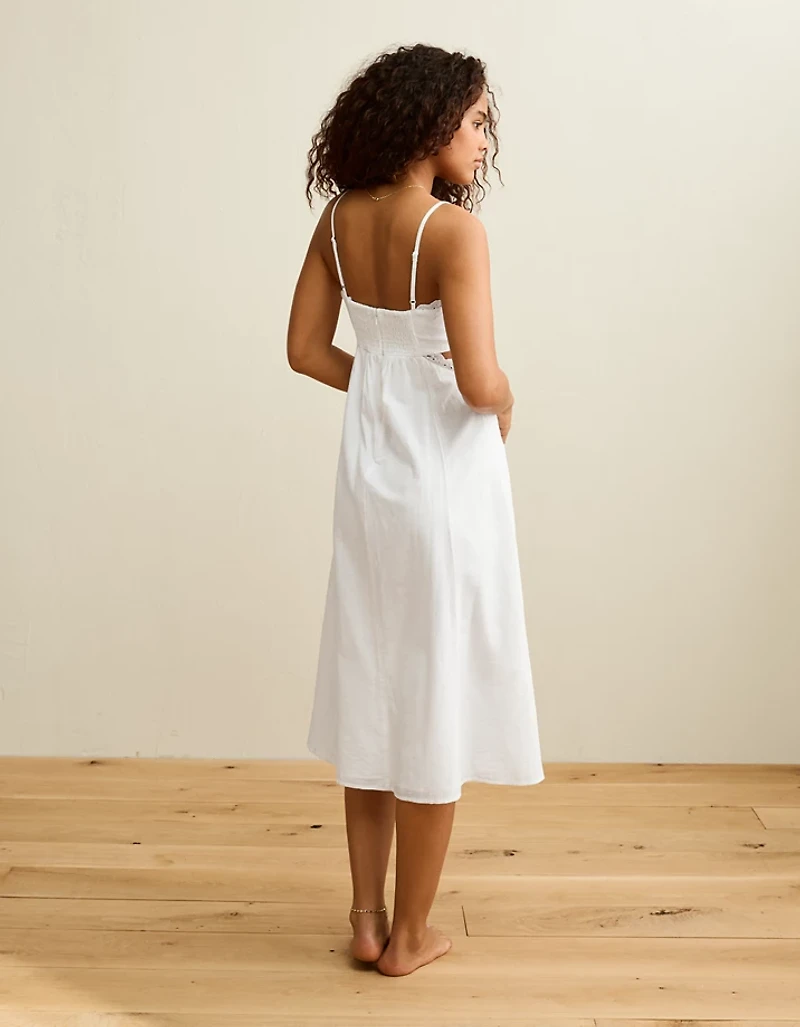 AE Babydoll Square Neck Cutout Midi Dress