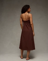 AE Babydoll Square Neck Cutout Midi Dress