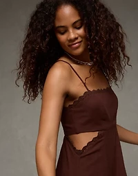 AE Babydoll Square Neck Cutout Midi Dress