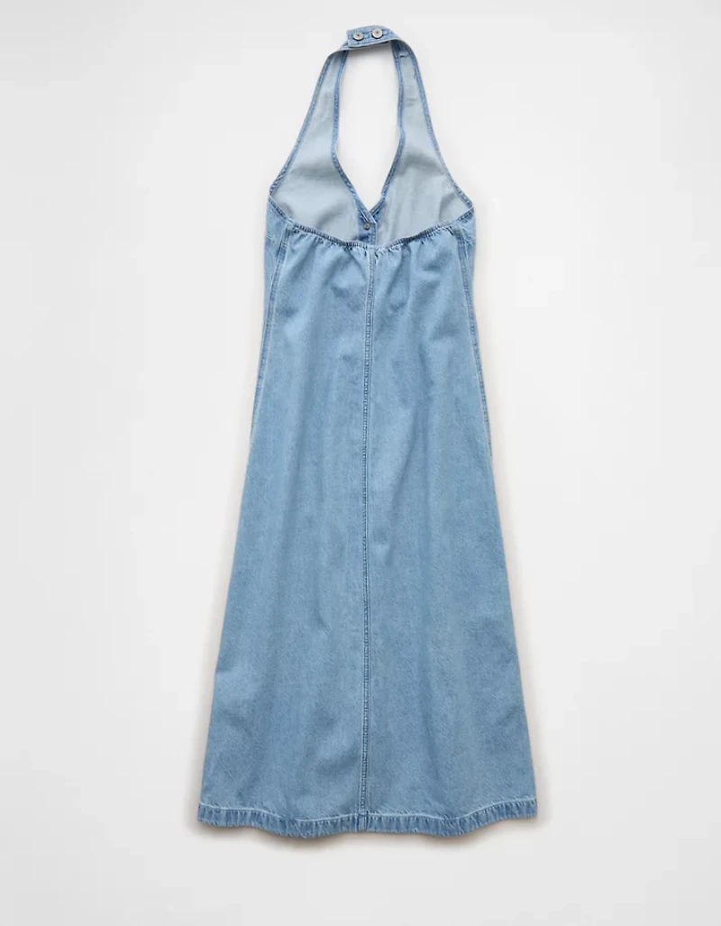 AE Halter Denim Midi Dress