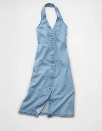 AE Halter Denim Midi Dress