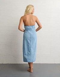 AE Halter Denim Midi Dress