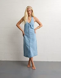 AE Halter Denim Midi Dress