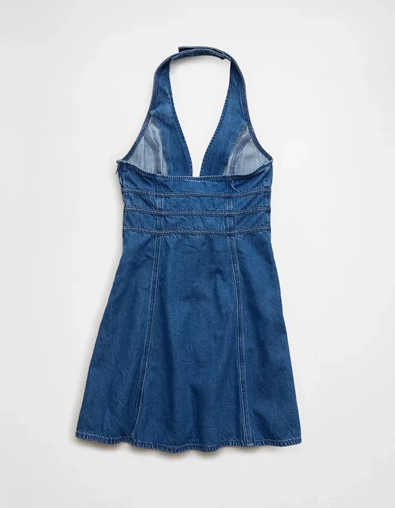 AE Halter Neck Denim Mini Dress