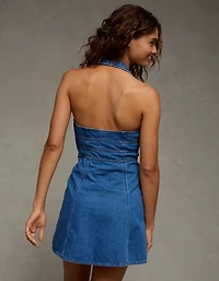 Minirobe à encolure licou en denim AE