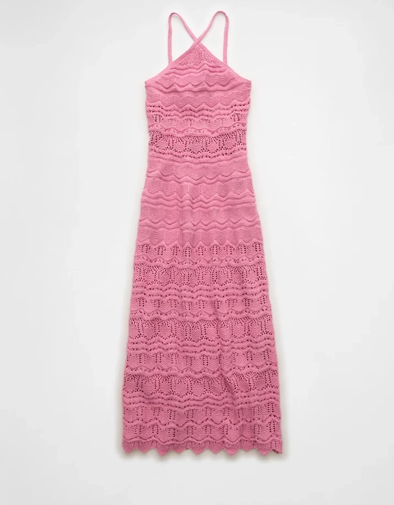 Robe mi-longue dos nu en tricot AE