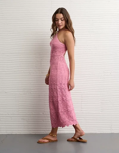 Robe mi-longue dos nu en tricot AE