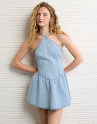 Minirobe en denim à taille V AE