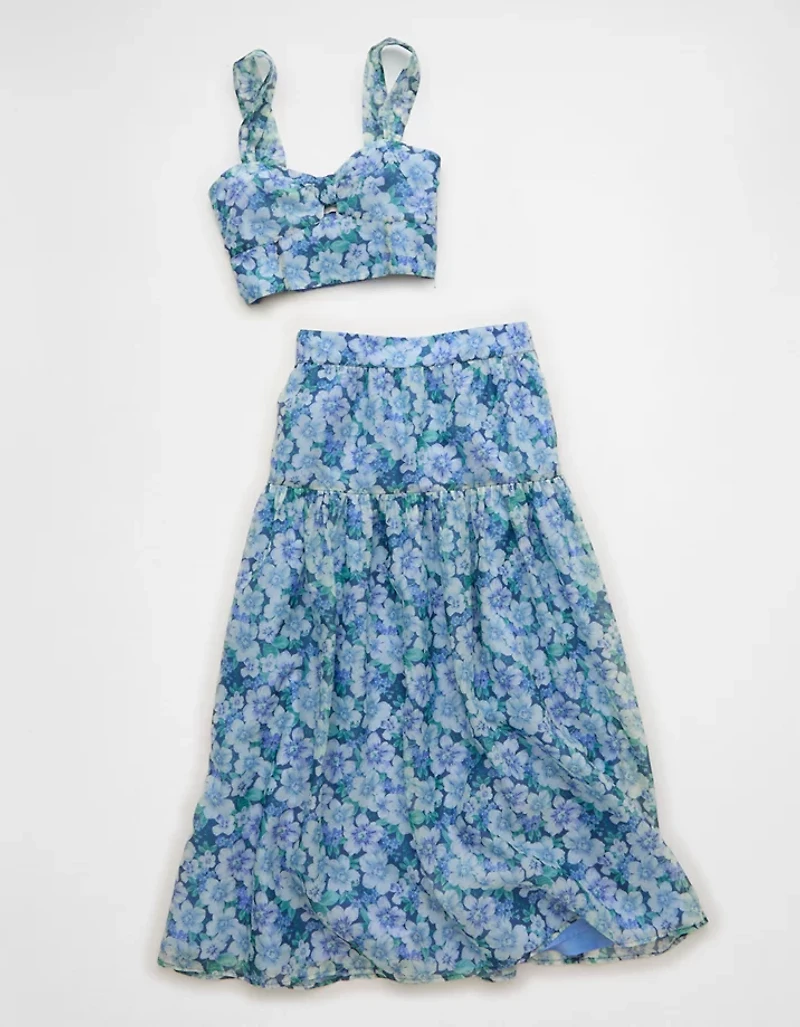 Ensemble haut dos nu et jupe mi-longue assortis AE