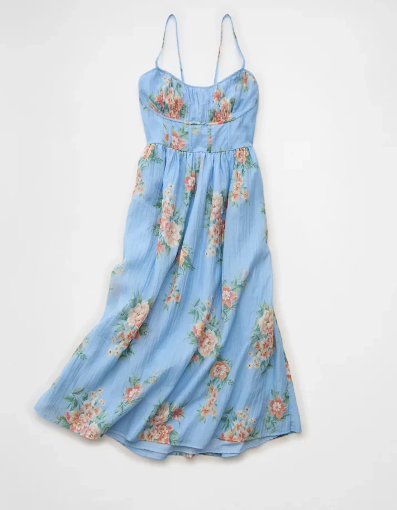 Robe bustier ruché mi-longue froncée AE