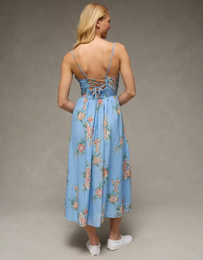 Robe bustier ruché mi-longue froncée AE