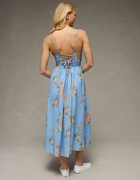 Robe bustier ruché mi-longue froncée AE