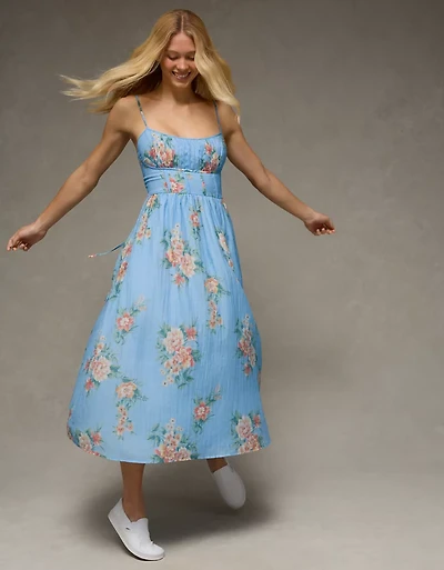 Robe bustier ruché mi-longue froncée AE