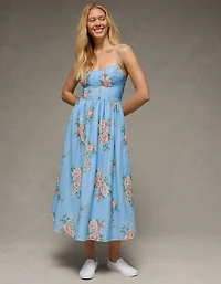 Robe bustier ruché mi-longue froncée AE