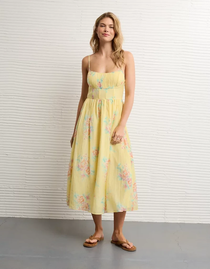 AE Ruched Bust Corset Midi Dress