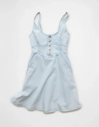 AE Corset Button-Up Denim Mini Dress