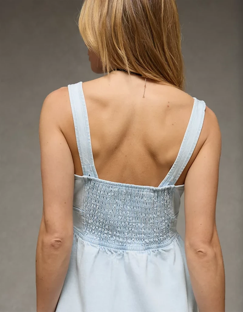 AE Corset Button-Up Denim Mini Dress