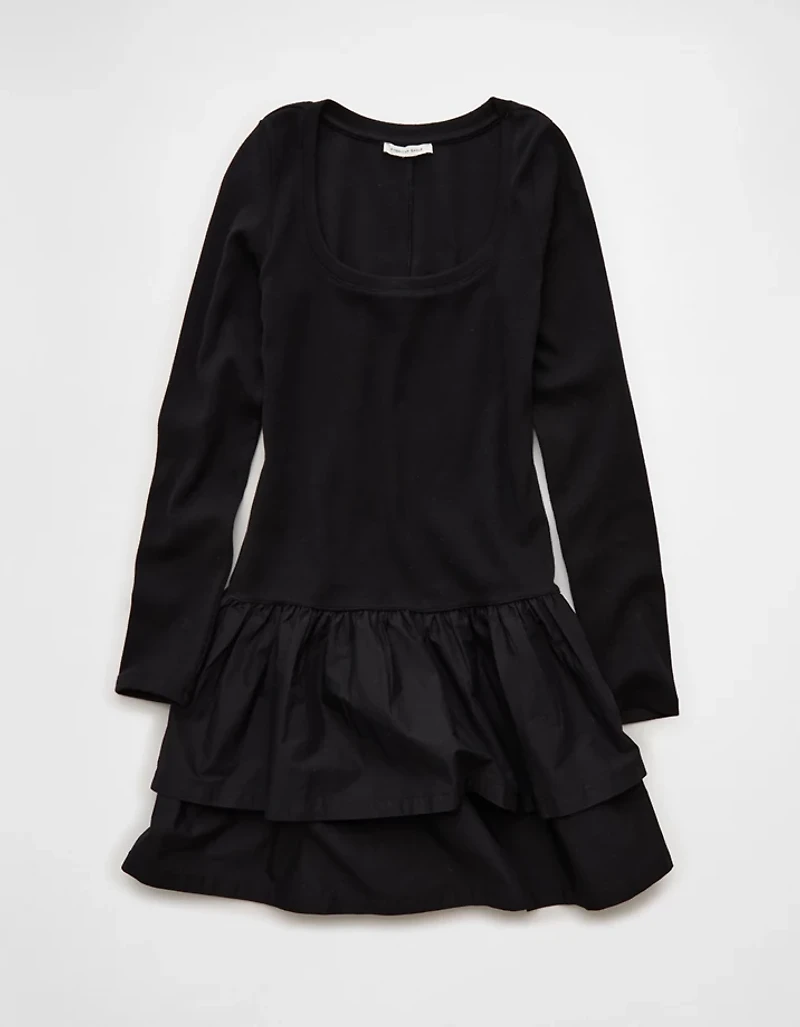 AE Scoop Neck Knit Ruffle Mini Dress