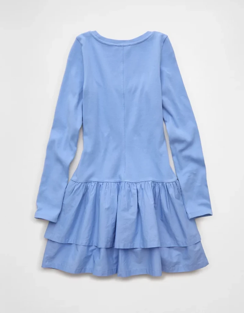 AE Scoop Neck Knit Ruffle Mini Dress