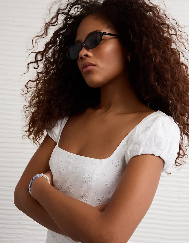 AE Cap-Sleeve Tie-Back Mini Dress