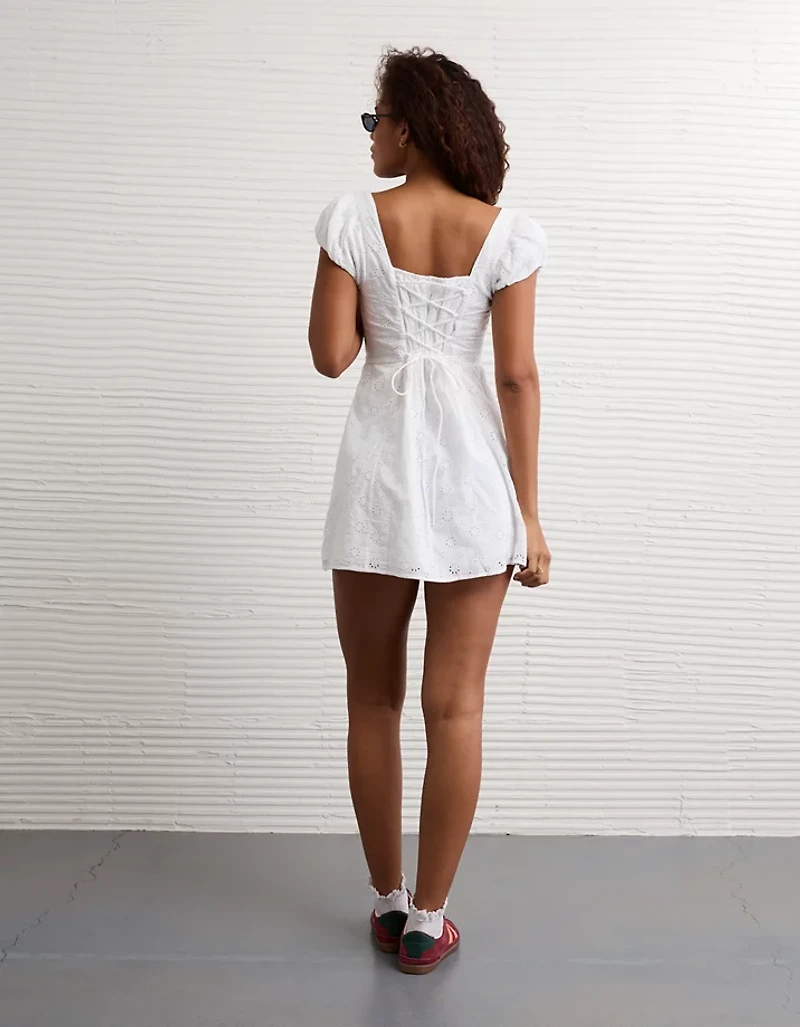 AE Cap-Sleeve Tie-Back Mini Dress