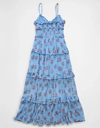 AE Button-Up Ruffle Midi Dress