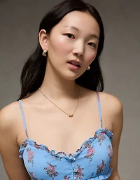 AE Button-Up Ruffle Midi Dress