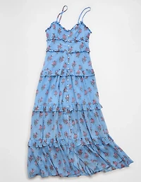 AE Button-Up Ruffle Midi Dress