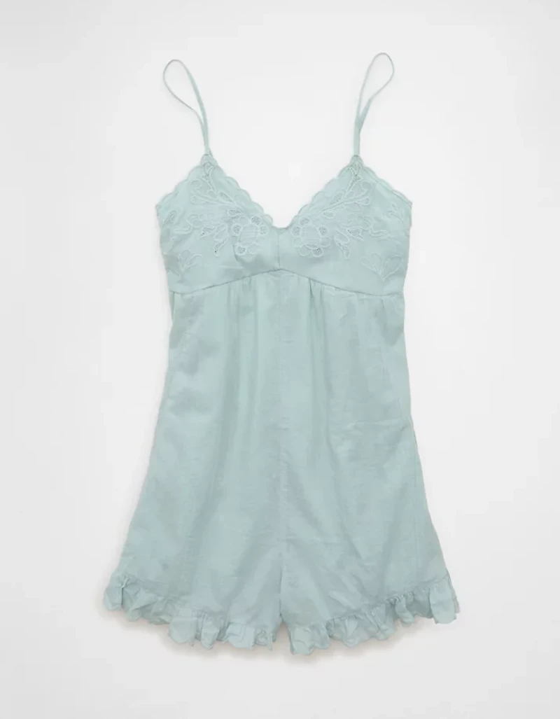 Barboteuse nuisette en dentelle à nervures AE