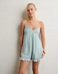 Barboteuse nuisette en dentelle à nervures AE