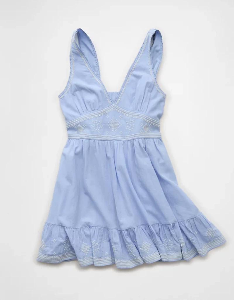 AE V-Neck Embroidered Mini Dress